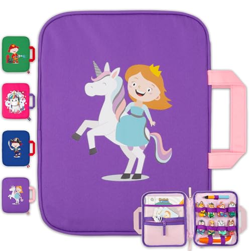 GRINSEZWERGE Tasche für Edurino & Tonies Figuren im Prinzessin Design in Lila I Aufbewahrung für Edurino Stift TipToi Stift Bücher & Zubehör I Kinder Tragetasche mit Platz für 8 Figuren