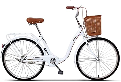 N&I Women s Cruiser Bike Adult Beach Cruiser Bike 6-Speed Drivetrains Alluminum Frame Medium Steel Step-Over Frames Lightweight City Student Commuter Car (Color:A Size:26IN)