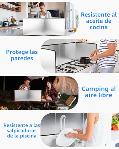 Miniatura 6 de Protector Salpicaduras Cocina Protector Pared Antisalpicaduras Cocina 4 Lados Plegable Protección Antisalpicaduras Pantallas Protector Encimera Cocina Para Cocinas A Gas Y Sartén 76x29x30cm