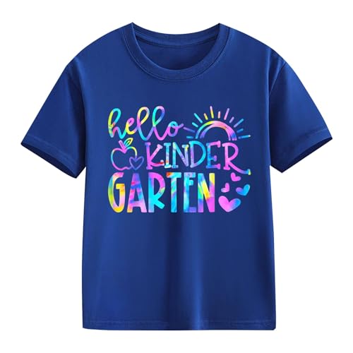 Colorful Kinder Garden Pattern Shirt Retro Back to School Tops for Kids, Girls Boys First Day of School T-Shirt2