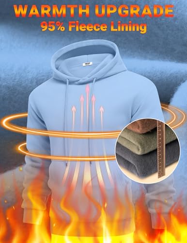 Image of COOFANDY Men Cotton Fleece Hooded Sweatshirt Casual Long Sleeve Hoodies Pullover Fashion Drawstring Hoodie with Kanga Pocket