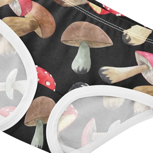 Watercolor Mushrooms Black Panties Little Girl Toddler Underwear Floral Cotton Stylish Underpants Briefs 2t4