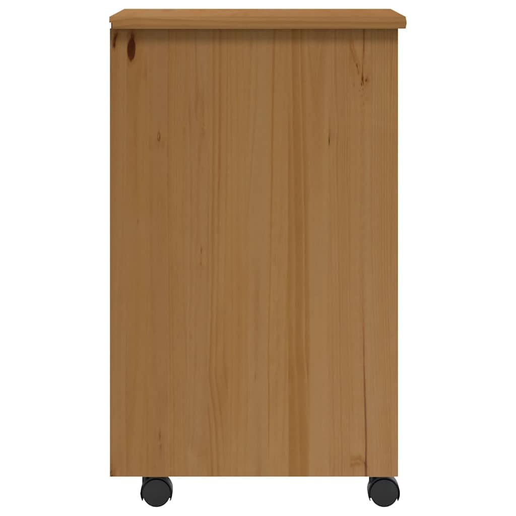 Hothingwell Armadio a rotelle con cassetti in legno di pino massiccio marrone miele, raccoglitore a rotelle per ufficio, ampio spazio di archiviazione per documenti e file, design rustico