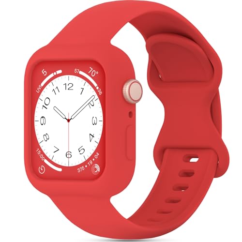 Image of Silicone Bands Bumper Case Compatible with Apple Watch Band 38mm 40mm 41mm 42mm 44mm 45mm 46mm 49mm Women Men, Sport Strap Protective Cover Wristband for iWatch Ultra Series 11 10 9 8 SE 7 6 5 4 3 2 1