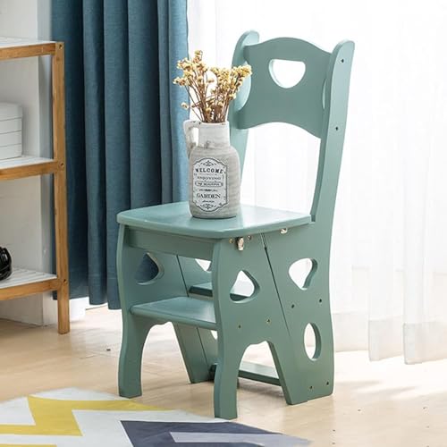 Wooden Ladder Chair 4-Step Climb Step Shoe Bench Flower Rack, Multi-Functional Convertible Folding Library Stairs Chair For Home Kitchen