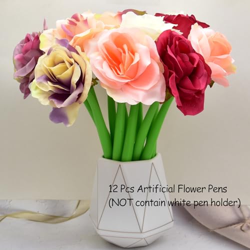 12 bolígrafos florales con tinta negra de 0.5mm gel miniatura 3