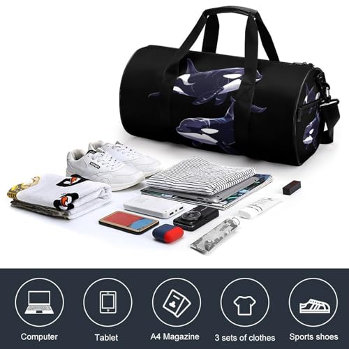 Orca Killer Whale Gym Bag for Women Men Travel Duffle Bag Carry on Weekender Tote Bag Lightweight4