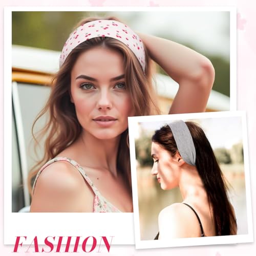 Image of MAYCREATE 8Pcs Patterned Headbands Hair Bands for Women Non-Slip Wide Bandanas for Women Soft Elastic Sport Hair Band Sets Athletic Hairbands for Workout Makeup & Daily Wear