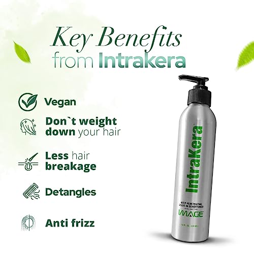 Image Intrakera Leave in Conditioner for All Hair Types, 10 Fl Oz - Detangler for Dry or Damaged Hair - Deep Moisturizer Hair Treatment for Women - Anti Frizz
