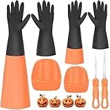 BobbleT Halloween Pumpkin Carving Kit,Mess-Free Pumpkin Scraper Glove for Adults and Kids,Pumpkin Cleaning Set with 2 Pairs of Latex Gloves 2 Scrapers 2 Carving Tools,Easily Carve Jack-O-Lantern Guts