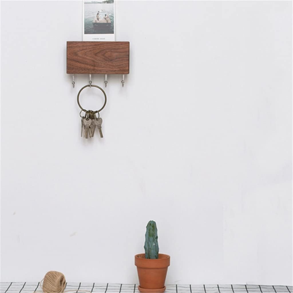 Key Rack Wall Hanging Door Key Hook Solid Wood Porch Living Room Storage Key Storage Rack (Color : A Size : 4 Hooks)