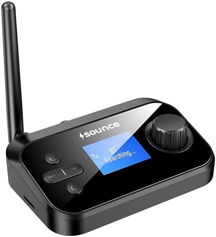 Sounce 3-in-1 Bluetooth 5.0 Audio Adapter with LCD Display – Wireless Transmitter, Receiver & Bypass Mode with AUX/Optical/RCA, Dual Link Support for TV, PC, Home Stereo, Speakers & Headphones : Amazon.in: Electronics