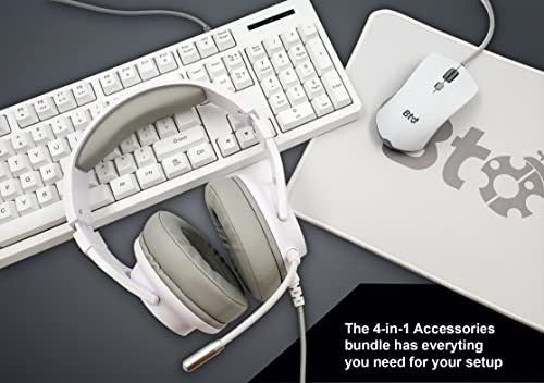 Bto Cm-418Wh 4 In 1 Backlit Gaming Full Size Keyboard, Mouse, Mouse Pad And Headset Combo. Advanced 26-Key Rollover For Enhanced Command Readings, Compatible With Desktop, Laptop, Pc ( White ) #TOP6