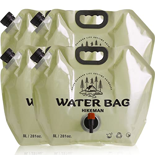 HIKEMAN Camping Wasser Container Tasche - 8L Faltbare Wasserkanister Wassersack mit Hahn,Tasche für Outdoor Camping Grill,Wandern und die Wasserspeicherung zu Hause Haushalt BPA Frei (4pcs)