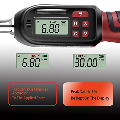 Vanpo 3/8 Inch Drive Digital Torque Wrench(5-99.5 Ft-Lbs./6.8-135Nm), ±2% Cw Torque Accuracy, Electronic Torque Wrench Set With Buzzer And Led Flash Notification For Bike Moto #TOP3