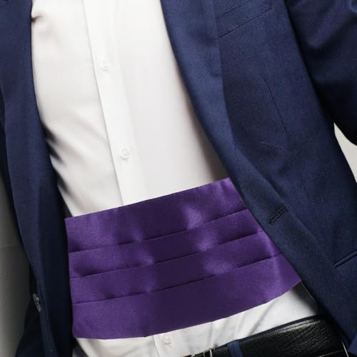 Set de Tira para Cintura, Corbata y Pañuelo Morado para Hombre miniatura 6