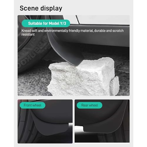Image of 4 Pcs Upgraded Model Y Mud Flaps, Compatible with Tesla Model Y 2023 2024- Flexible Mud Guards for Model Y, No Drilling Splash Guards Mudflaps, Compatible Accessories for Tesla Model Y