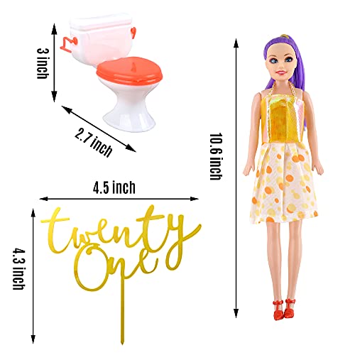 Banballon SHXXYF013 30 Pcs 21 Styles Mini Wine Bottles Cake Toppers With 6 Mini Wine Glasses 1 Plastic Miniature Toilet Toy 1 Beauty Doll 21St Birthday Cake Topper For Celebrating Birthday 21 And Up Girl Party thumb #2