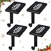 4 Pack Merry Christmas Stocking Holders Mantel Stocking Hangers Heavy Duty Fireplace Stocking Holders Weighted Stocking Hanging Hooks for Xmas Holiday Party DecorationBlack