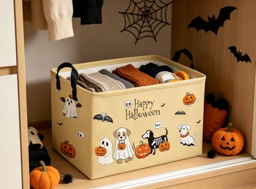 Image of RectangleHalloween Baskets Dog Basket Cute Storage Bin for Room Decor Gift Basket(Dog Halloween)