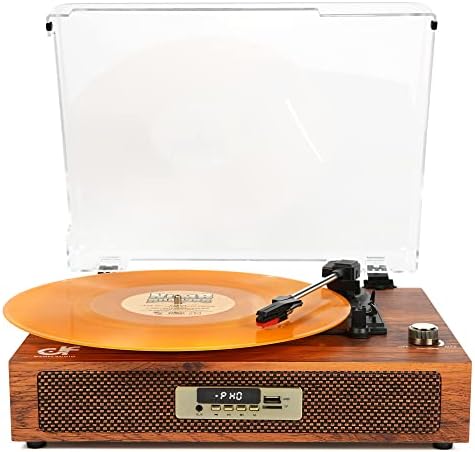 Vinyl Report Participant with Constructed-in Audio system USB Recording 3 Velocity Belt-Pushed Classic Turntable Bluetooth Report Participant for Vinyl Phonograph Sound RCA Line Out AUX-in Brown