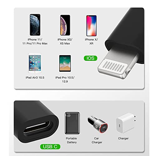 Image of (Apple c Type to Lightning Adapter) (3 Pack USB-C to Lightning Cable Adapter, Type-C to 8 Pin Male PD Fast Charging Data Sync Connector for Phone 15 14 13 12 11 x xr Air Pods iOS Devices
