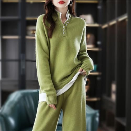 Costume décontracté manches longues femme cachemire ensemble laine tricot