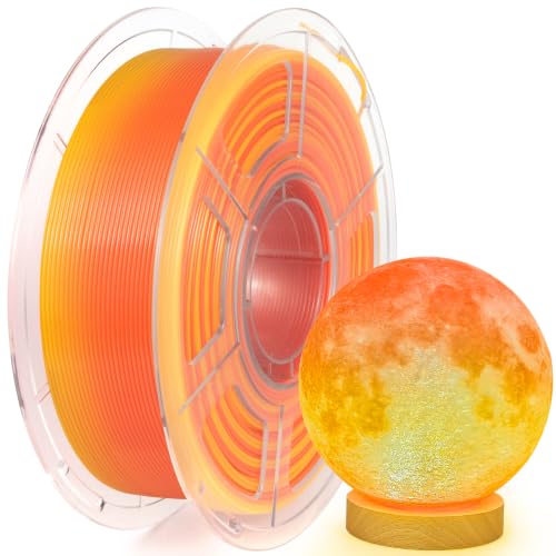 Image of IEMAI Translucent PETG Filament 1.75mm 1kg, Dual Color Gradient Red to Orange 3D Printer Filament Up to 600mm /s Rapid Printing for Lampshades Artwork & Home Decor