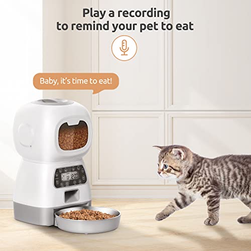 KutoraWorks Automatic Cat Feeder, Dog Food Dispenser with Rotary Lock Lid, Visual Window, Memory Function, Voice… - Image 4