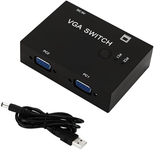 Suckoo Conmutador de vídeo VGA de 2 vías 2 en 1 salida 1 en 2 salida bi direccional interconvertible HD compartidor de vídeo ancho de banda 500 Mhz