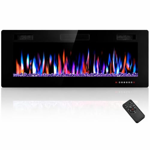 Image of Electactic 50-Inch Electric Fireplace, 12 Flame Colors, Remote Control