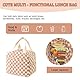 GUSXPPD Lunchtasche Damen Cord, Isolierte Lunch-Box, Frauen wiederverwendbare Lunch-Tasche, Isolierte Lunchtasche, Tragbare Cooler Bag, Thermotasche für Essen für Schule Strand Picknick(Beige)