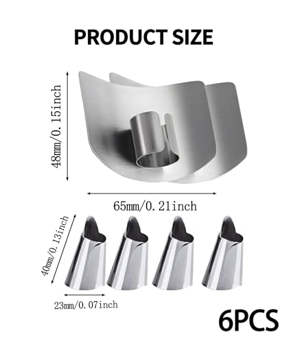 Image of 6 PCS Finger Protector for Cutting Vegetables, Finger Guard for Kitchen Safety, Adjustable Finger Caps for Cutting Vegetables, Stainless Steel Finger Cover for Kitchen Cutting