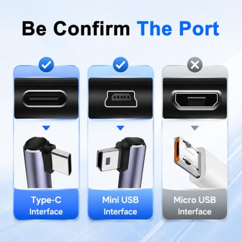 Image of Verilux USB C to Mini USB Cable 90 Degree Right Angle Connector