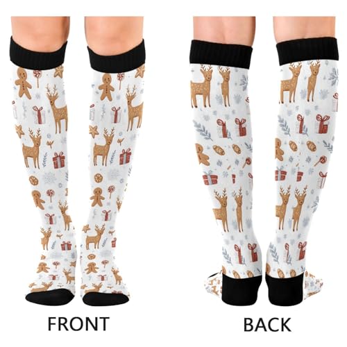 Christmas Gingerbread Man Compression Socks for Women Men, Circulation Long Knee High Socks Casual Stocking Athletic Tube Sport Sock2