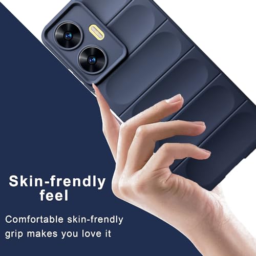 Image of A rtistque Liquid Silicone Stripes Back Cover Case for Realme Narzo N55 / Realme C55 | with Camera Protection | with Inner Fabric | Anti Slip Grip | AirBag Case - Blue