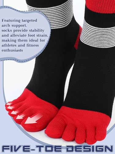 Image of Fourluoo 6 Pairs Women Cotton Athletic Toe Socks