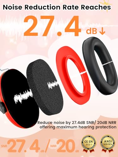 Image of Dr.meter Ear Muffs for Noise Reduction: SNR27.4 Noise Cancelling Headphones for Kids with Adjustable Headband - Noise Cancelling Ear Muffs for Monster Jam, Football Game, Fireworks and Air Shows - Red
