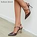 Yumlon Closed Toe Slingback Heels Wedding High Stiletto Heel for Women 3.3 Inch Ankle Strap Pointed Toe Pumps Prom Dress Bride Shoes for Dinner Party Sexy Glossy Brown