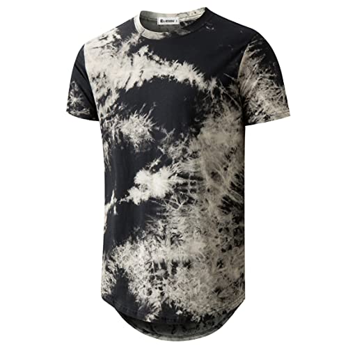 Amazon.com: Mens Hip Hop Tie-Dyed Hipster Curve Hem T Shirt(1803ZR