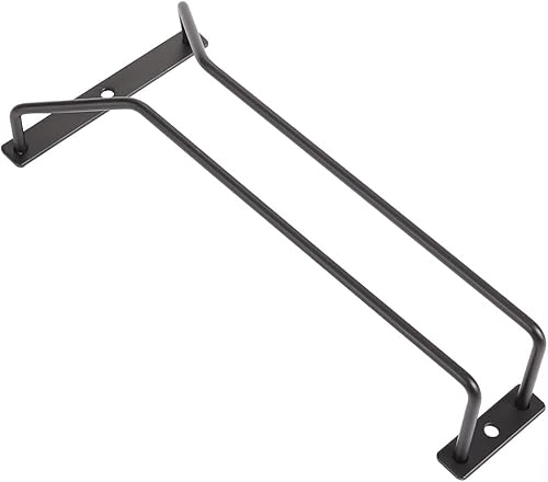 Estante para copas de vino negro de 9.6 in, soporte para copas de vino debajo del gabinete, estante para copas de vino debajo del estante, colgador