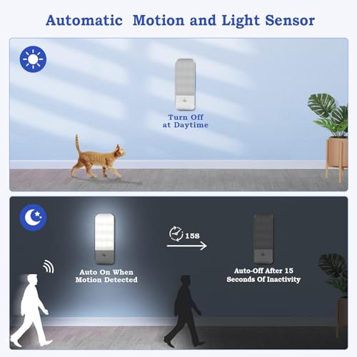 Motion Sensor Lights Indoor, 2 Pack Rechargeable LED Night Light with 3 Modes (AUTO/ON/Off), Stick-On Cupboard Light with Magnetic Strips for Wardrobe, Bedroom, Stair, Cabinet, Kitchen, Hallway - Image 4