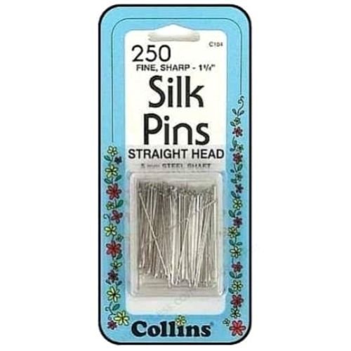 Silk Pins By Collins 11/4" Super Fine Straight Head Pins 250 Ct 