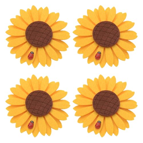 Uonlytech Clip para Cortinas Forma de Girasol Amarillo, 4 Piezas de Hierro y Tela, Fácil de Usar para Mantener Cortinas Ordenadas Decoración del Hogar