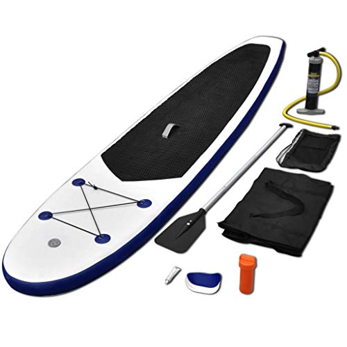 Festnight Juego de Tabla de Paddle Surf Hinchable Capacidad de Carga Máxima de 80 kg Azul y Blanco