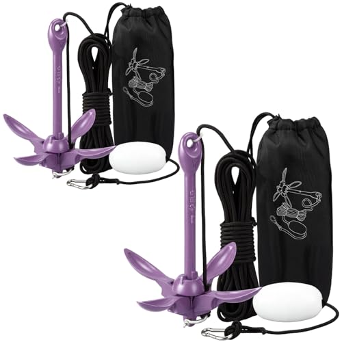 Image of Lounsweer 2 Pack 1.5 /3.5 lb Marine Kayak Anchor Kit Folding Grapnel Anchor Kit Boat Kayak Fishing Accessories for Small Boats Kayaks Canoe Paddle Boards