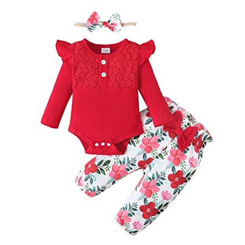 Borlai Baby Mädchen Outfits Neugeborenes Langarm Spitze Rüsche Strampler...