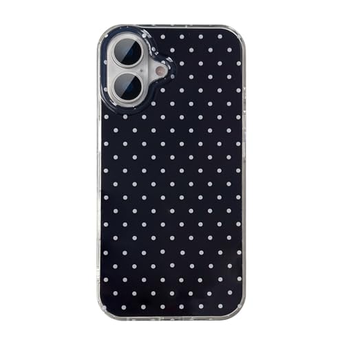Coque iPhone 16 Plus Noir QLTYPRI - Housse silicone fine à pois