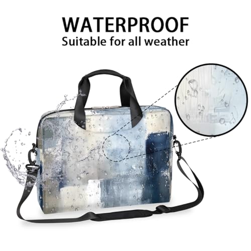 Bolsa para portátil gris azul beige con textura artística miniatura 3
