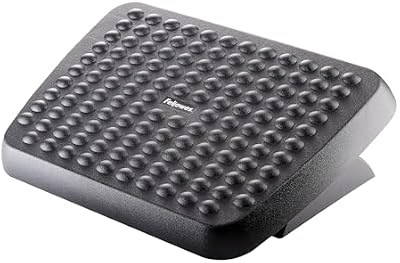 Reposapiés Ergonómico Fellowes para Oficina, Ajustable en Altura, con Superficie de Masaje Antideslizante, Alivia Tensión y Mejora la Circulación, Certificado FIRA, Color Negro